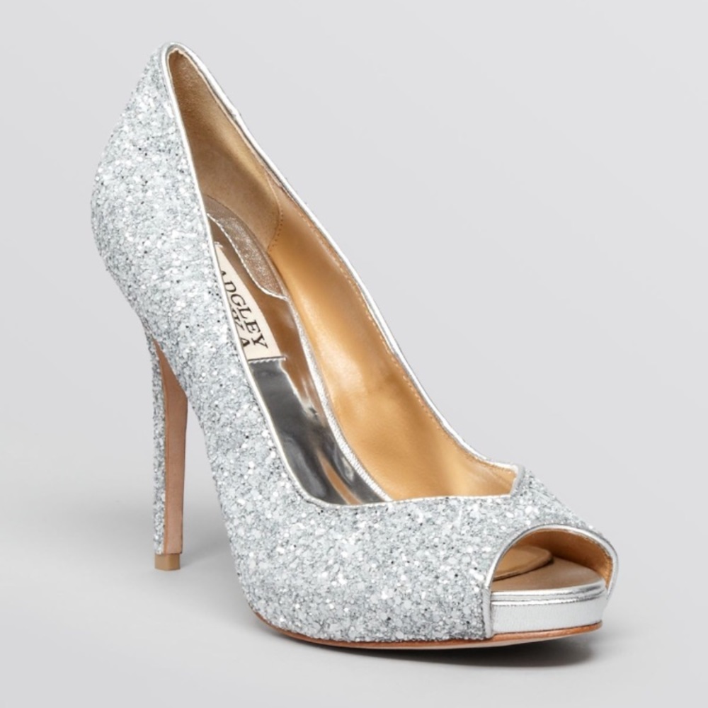 Badgley Mischka Original Kassidy Silver Glitter 7M
